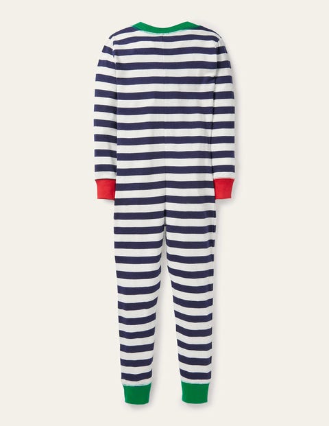 Snug All In One Pyjamas College Navy Ivory Boden UK