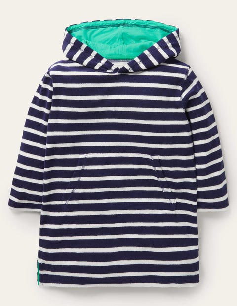 Mini Boden Kids' Towelling Throw-on College Navy/white Girls Boden