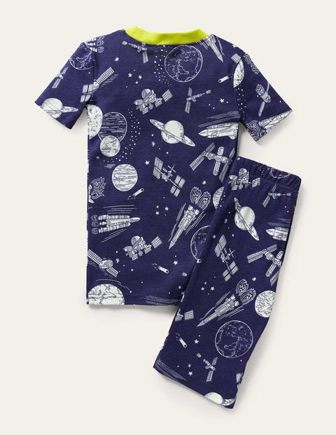 Snug Short John Glow Pyjamas - Starboard Blue Space | Boden US