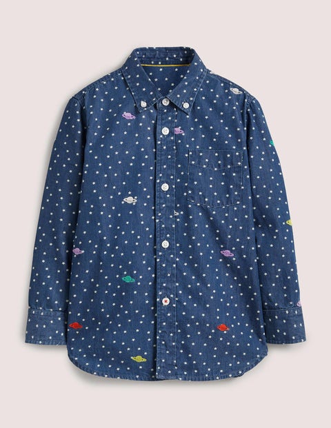 Chemise brodée Garçon Boden, Chambray