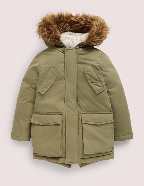 Showerproof Appliqué Parka - Army Green Space | Boden UK