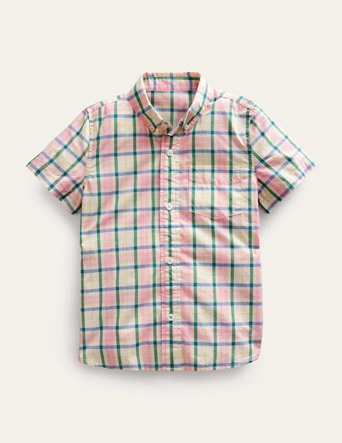 Short Sleeve Check Shirt Green Boys Boden