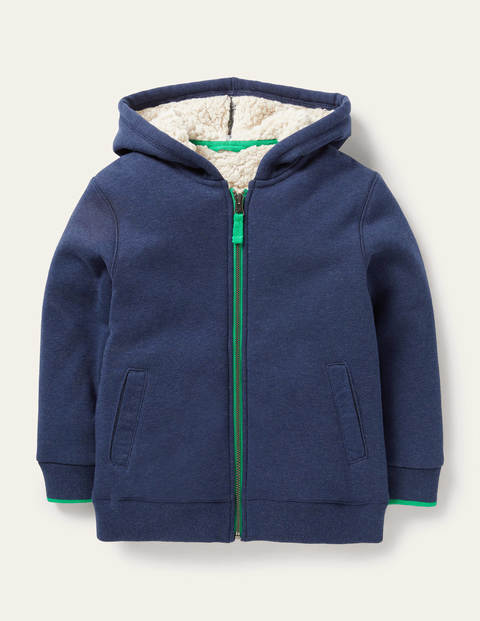 Sweat à capuche zippé avec doublure douillette Garçon Boden, BLU