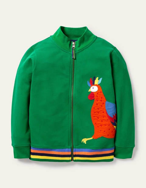 Veste de jogging à appliqué coq Garçon Boden, GRN