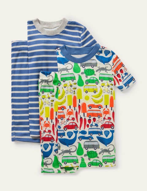 Cosy Twin Pack Short Pajamas - Ivory Rainbow Road Trip | Boden US