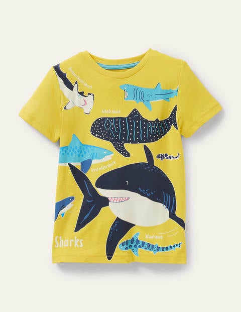 Yellow Shark Glow-in-the-Dark Sea T-Shirt - Sweetcorn Yellow Sharks ...