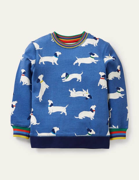 Appliqu Scene Sweatshirt Venice Blue Sausage Dogs Boden UK