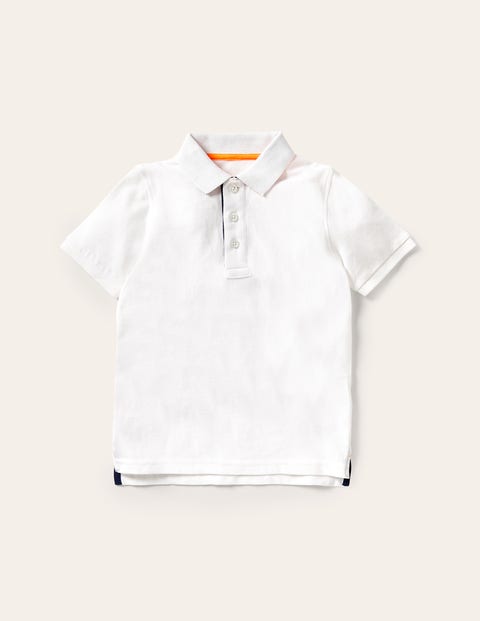Mini Boden Kids' Piqué Polo Shirt White Boys Boden
