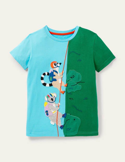 Animal Adventure T shirt Aqua Blue Lemurs