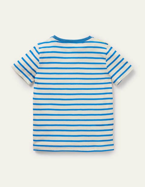 Stripy Animal Appliqué T-shirt - Ivory/Moroccan Blue Giraffe | Boden US