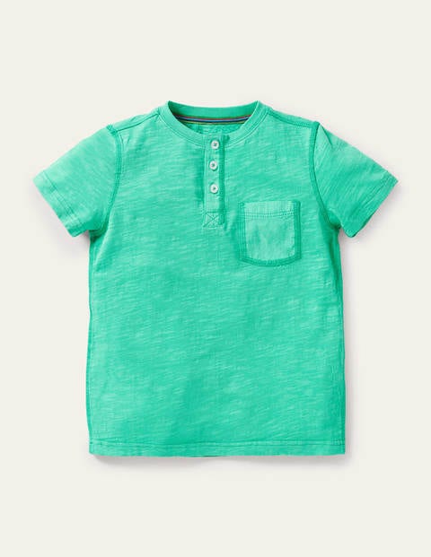 T-shirt à col tunisien teint en pièce Garçon Boden, GRN