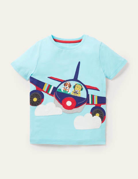 Front & Back Appliqué T-shirt - Georgian Blue Plane | Boden US