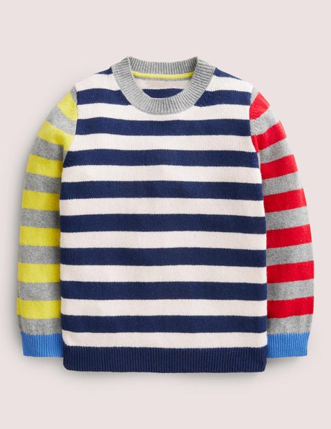 Pull col rond motif pêle-mêle Garçon Boden, Multi