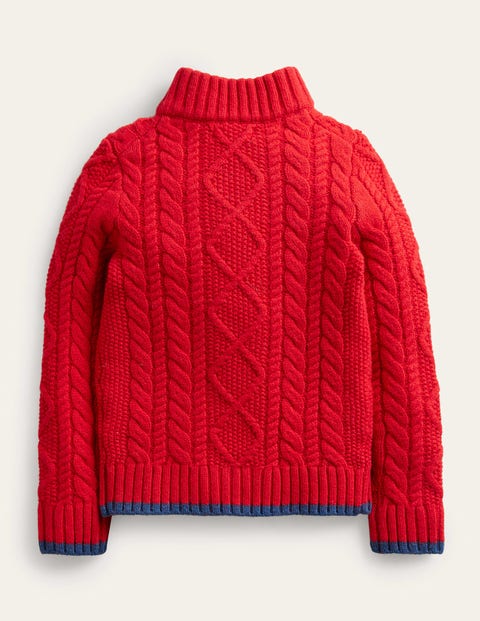 Cable Half Zip Jumper - Rockabilly Red 