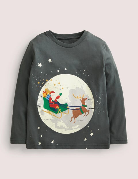 T-shirt festif scintillant Garçon Boden, GRY