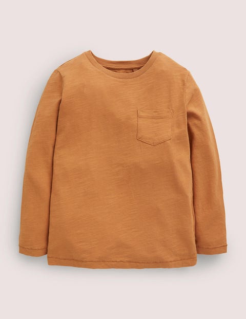 Long-sleeved Washed T-shirt Garçon Boden, BRN
