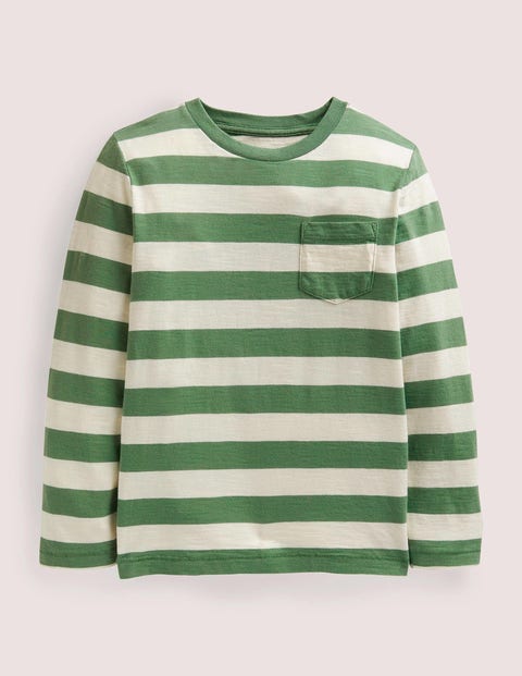 Long-sleeved Washed T-shirt Garçon Boden, GRN