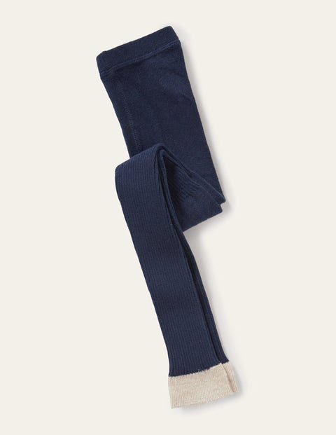 Ribbed Footless Tights Navy Girls Boden