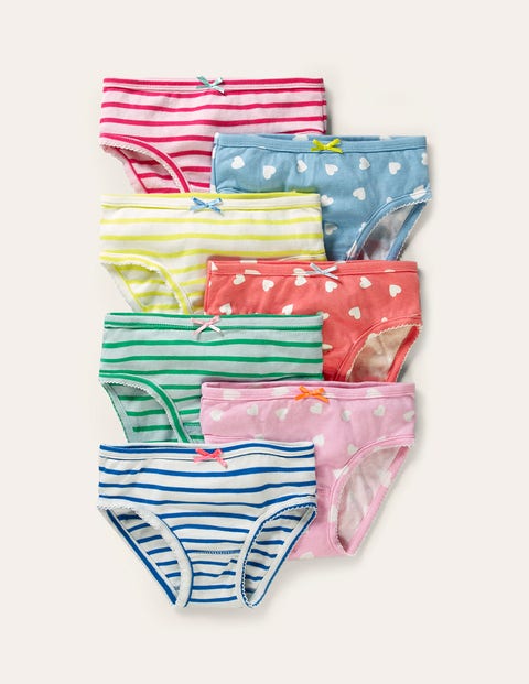 Mini Boden 7 Pack Underwear Scattered Heart Baby Boden In Multi