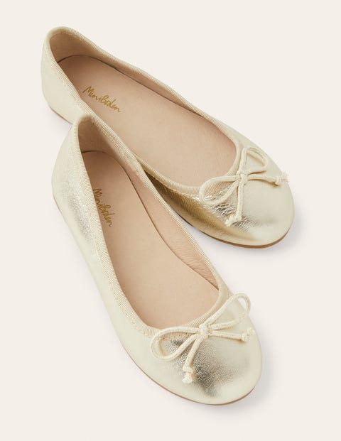 krokodille Minearbejder Prelude Ballet Flats - Gold Sparkle Leather | Boden US