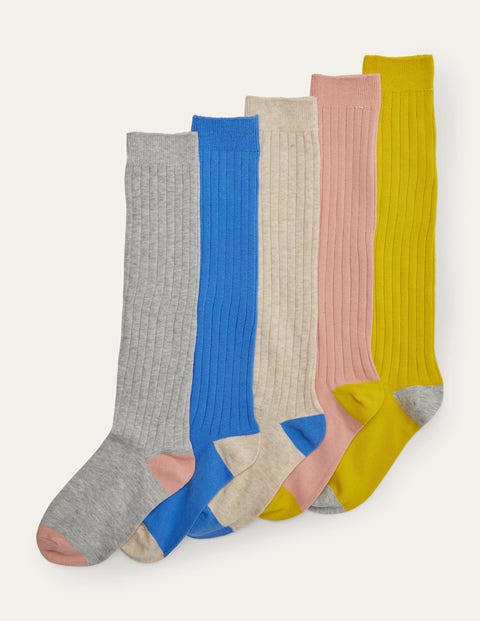 Lot de 5 paires de chaussettes en maille côtelée fille - lot beige