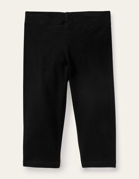 Plain Cropped Leggings - Black