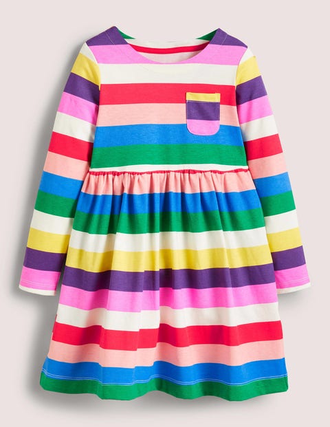 Mini Boden Langarm Floral Sweatshirt Kleid Mädchen Größe Large 11/12 Rainbow 