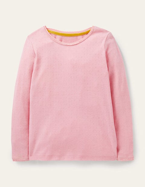 Supersoft Pointelle T-shirt Pink Girls Boden