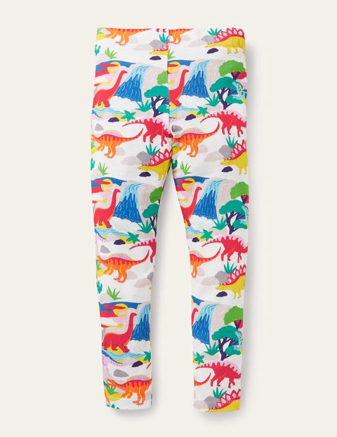 White Dinosaur Print Leggings - Ivory Dinosaur Sunset | Boden UK