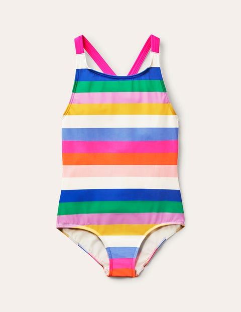 Mini Boden Kids' Cross-back Printed Swimsuit Rainbow Multi Girls Boden