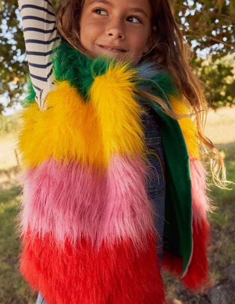 Faux Fur Vest - Multi Rainbow