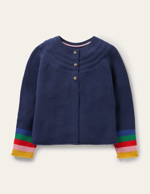 Navy Rainbow Sleeve Cashmere Blend Cardigan - College Navy Rainbow | Boden  US