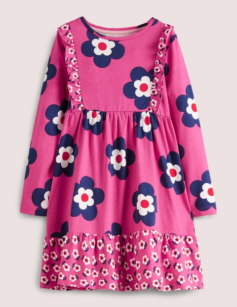 Robe en jersey à volants Fille Boden, PNK