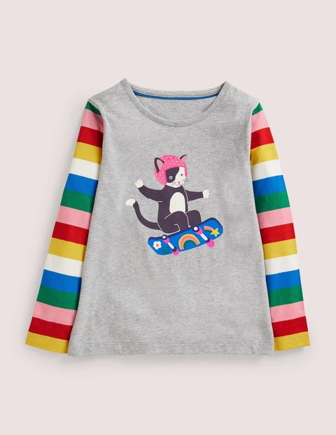 Sweat graphique à motif arc-en-ciel Fille Boden, GRY