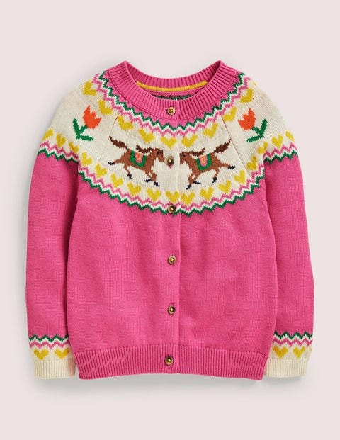 Novelty Yoke Fairisle Cardigan - Navy 