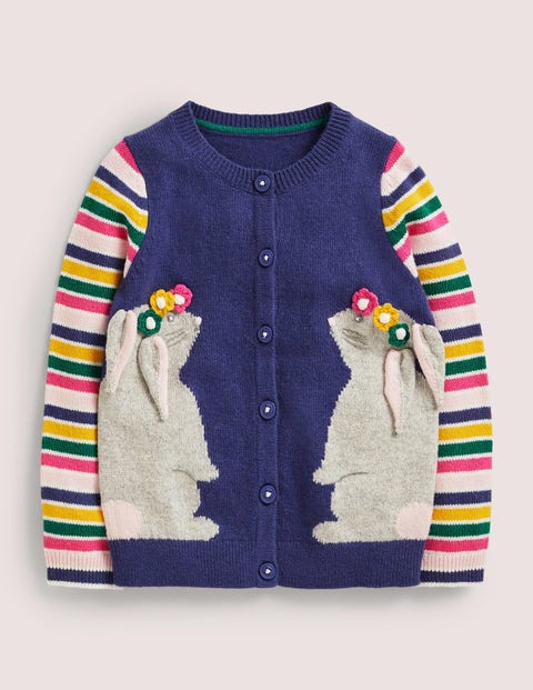 Fun Cardigan - Multi/Navy Rabbit | Boden UK