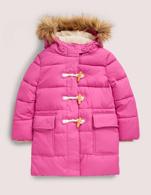 Pink Hooded Puffer Jacket Fille Boden, PNK