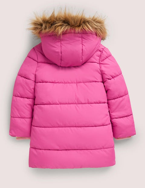 Longline Padded Jacket - Bright Pink Petal Apples, Boden US