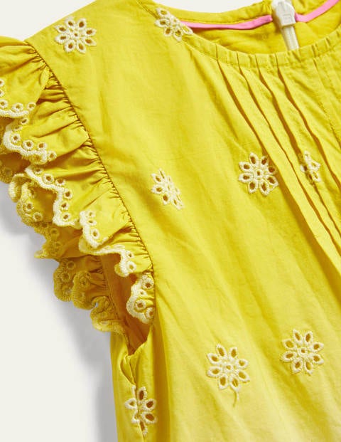 Robe jaune top broderie anglaise