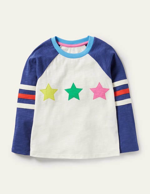 Slub Raglan T-shirt - Blue/Green Pepper Stars | Boden US