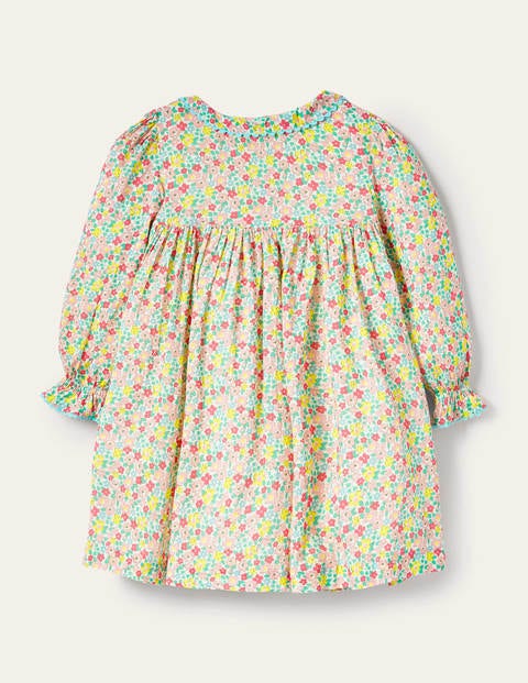Button-through Smocked Dress - Multi Spring Floral | Boden US