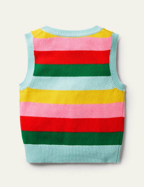 Knitted Stripe Sweater Vest - Multi Stripe