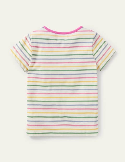 Stripy Logo T-Shirt - Ivory Multi Stripe Flowers | Boden US