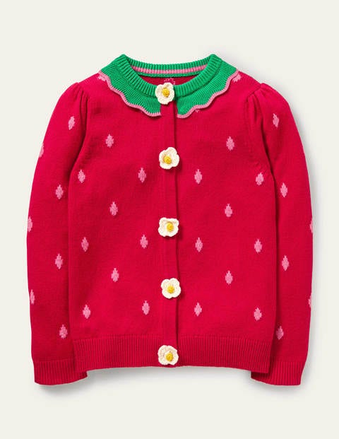 Strawberry Applique Cardigan Pink Girls Boden