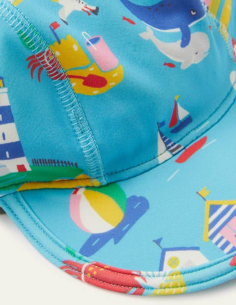 Badehut mit Sonnenschutz (Mädchen Baby) - Wasserblau, Küstenszene