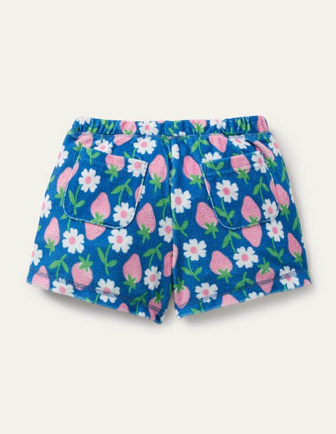 Blue Strawberry Print Towelling Shorts Bright Marina Blue Strawberry Boden US