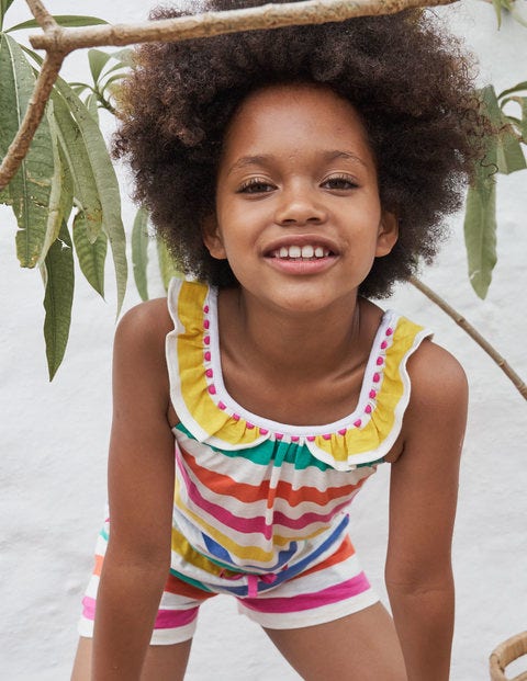 Charlie Pom Jersey Romper - Pop Pansy / Daffodil Rainbow