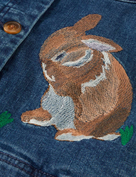 Embroidered Denim Jacket - Mid Vintage Bunnies