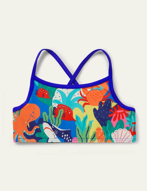 Boden Kids' Patterned Bikini Top Multi Rainbow Reef Girls