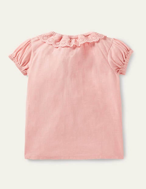 Broderie Collar Jersey Top - Boto Pink | Boden US